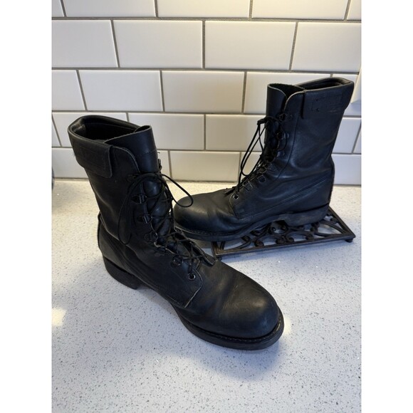 Other - Vtg Addison Shoe Co Boots Black Steel Toe Combat Military 2005 Mens Size 9 D